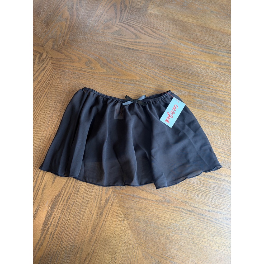 Cat & Jack Girls Black Dance Ballet Skirt Chiffon Bow Size M 8 NWT